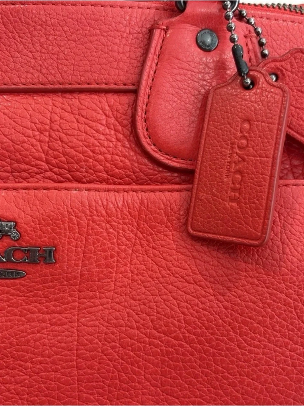 Coach mickie red pebbled Leather Satchel Shoulder crossbody purse w/dust bag